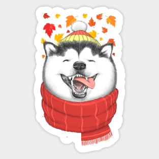 Autumn husky Sticker